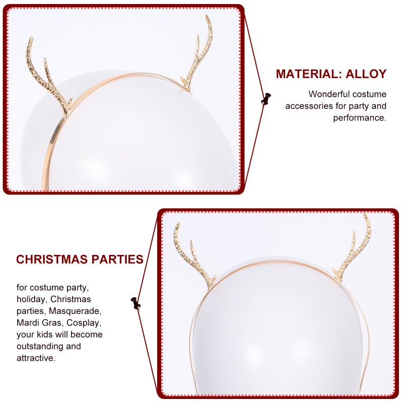 LEORX Metal Antler Headband Simple Gold Deer Horn Hair Hoop Christmas Party Hair Accessories for Women and Girls (Style 2) - Image 3